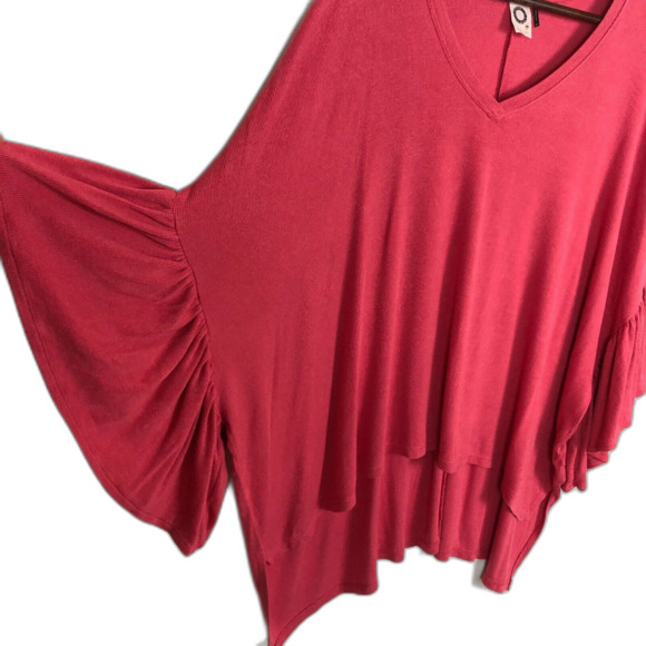 Anthropologie Akemi + Kin Pink Ribbed Oversize Ruffle Top Women's Size XS/S - Picture 4 of 6
